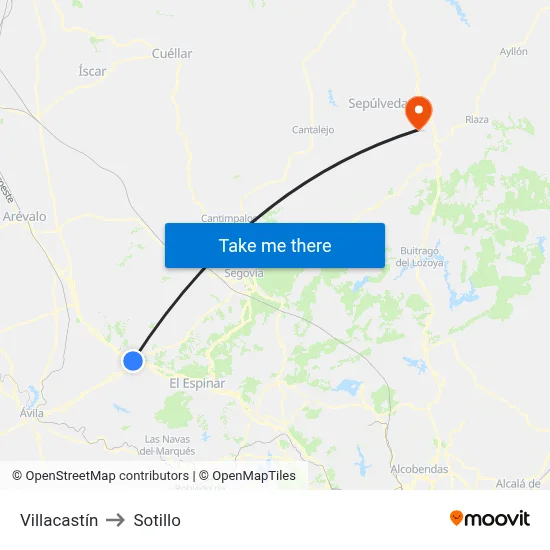 Villacastín to Sotillo map