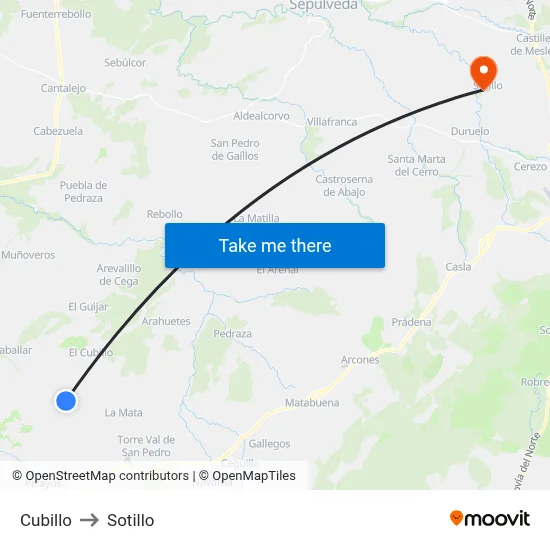 Cubillo to Sotillo map