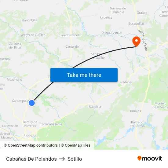 Cabañas De Polendos to Sotillo map