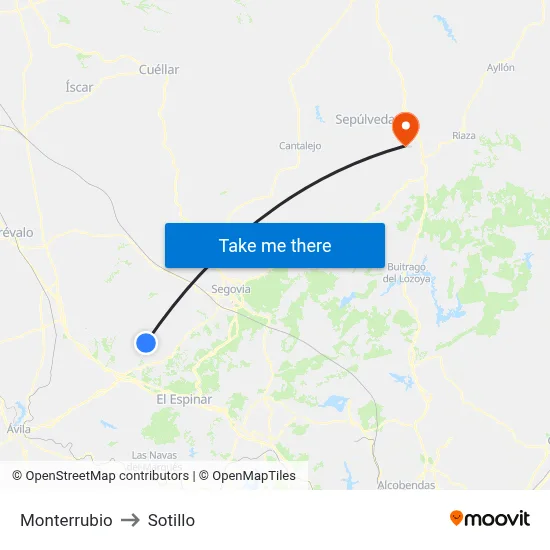 Monterrubio to Sotillo map