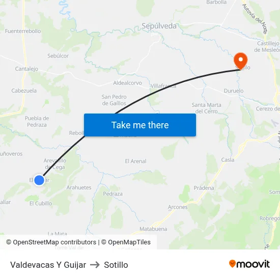 Valdevacas Y Guijar to Sotillo map
