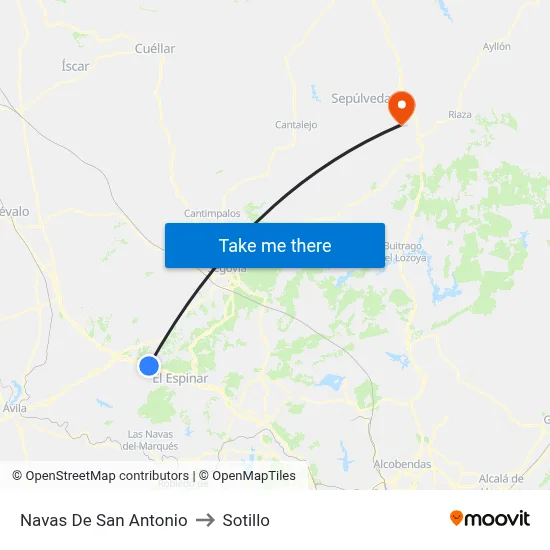 Navas De San Antonio to Sotillo map
