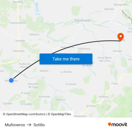 Muñoveros to Sotillo map
