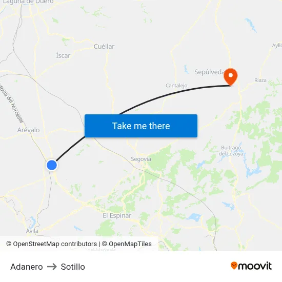 Adanero to Sotillo map