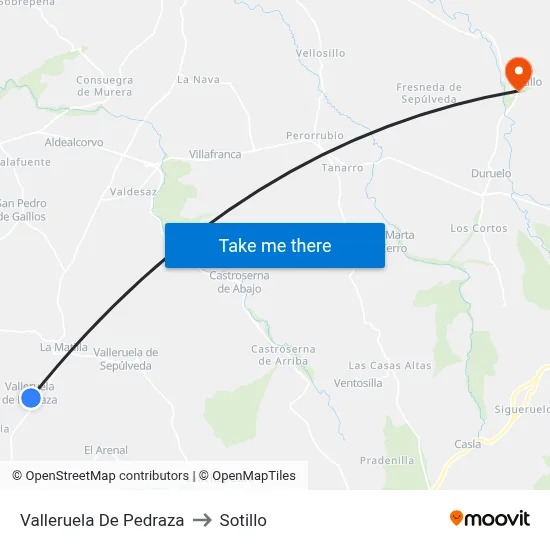 Valleruela De Pedraza to Sotillo map