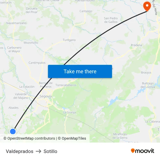 Valdeprados to Sotillo map