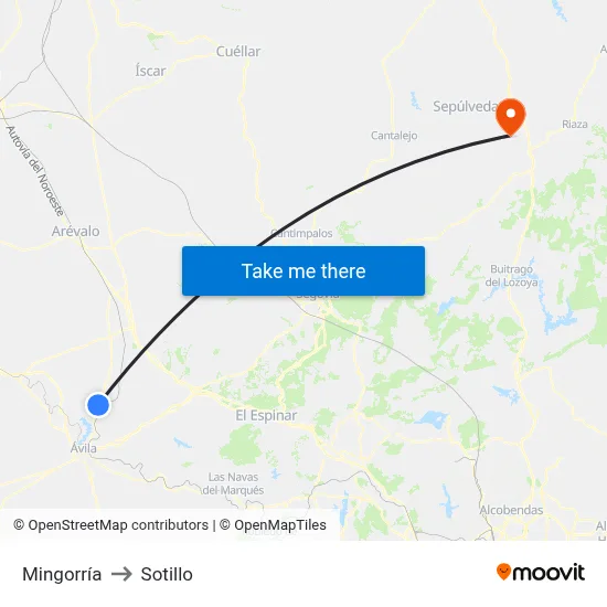 Mingorría to Sotillo map