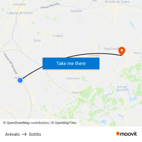 Arévalo to Sotillo map