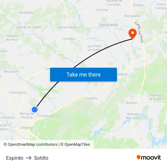 Espirdo to Sotillo map