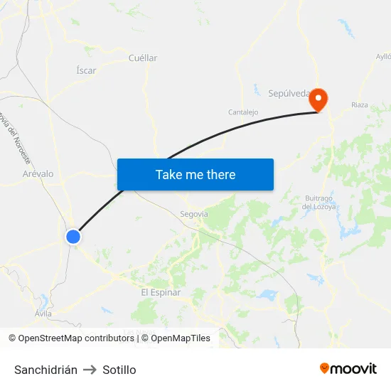 Sanchidrián to Sotillo map