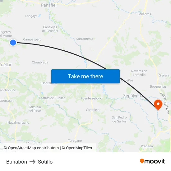 Bahabón to Sotillo map