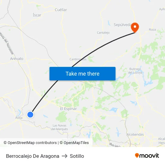 Berrocalejo De Aragona to Sotillo map