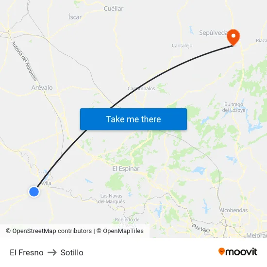 El Fresno to Sotillo map