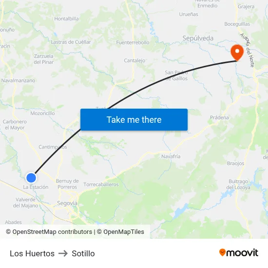 Los Huertos to Sotillo map