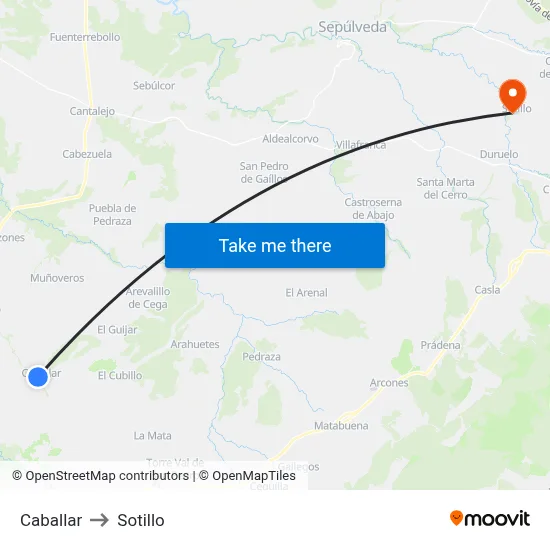 Caballar to Sotillo map