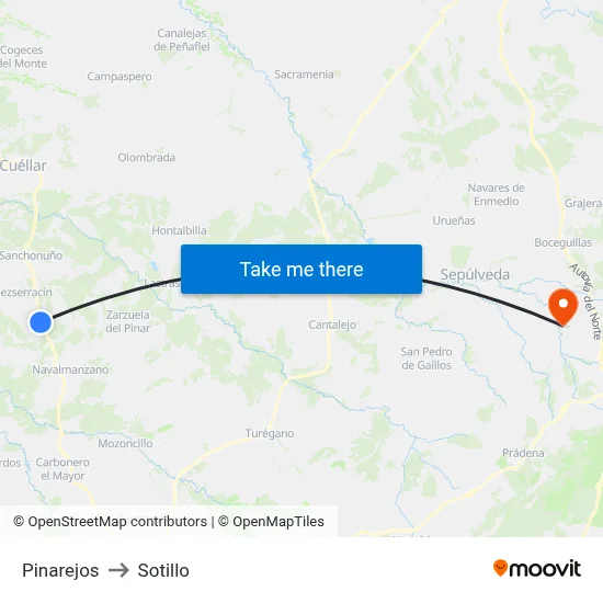 Pinarejos to Sotillo map