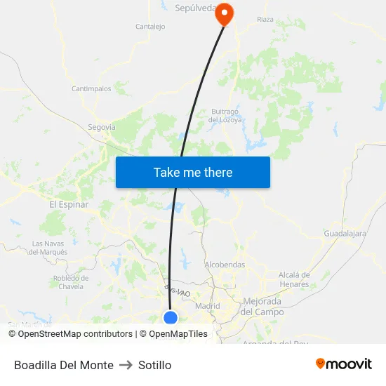 Boadilla Del Monte to Sotillo map