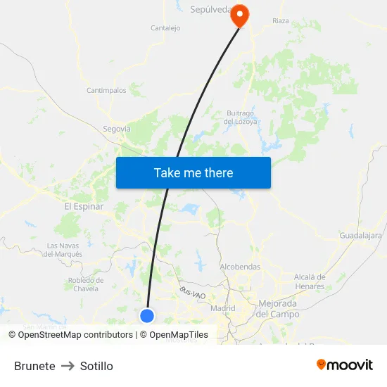 Brunete to Sotillo map