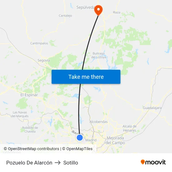 Pozuelo De Alarcón to Sotillo map