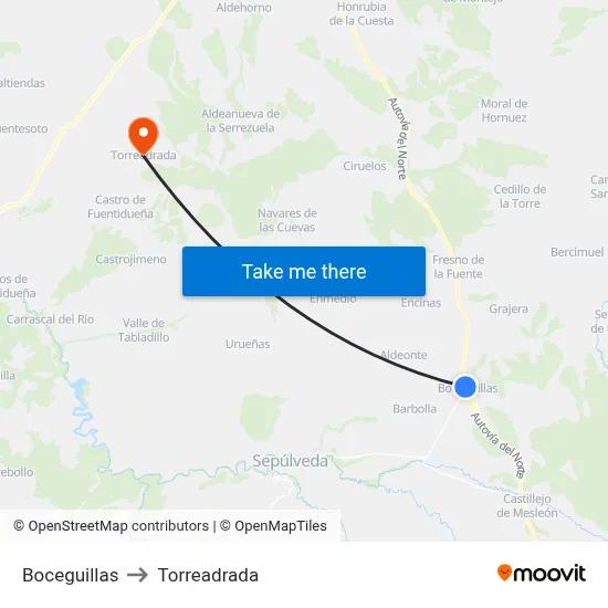 Boceguillas to Torreadrada map