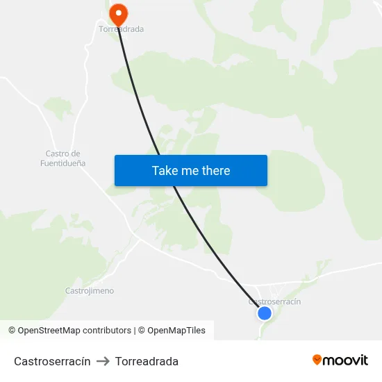 Castroserracín to Torreadrada map