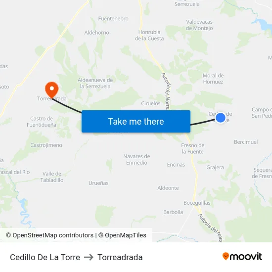 Cedillo De La Torre to Torreadrada map