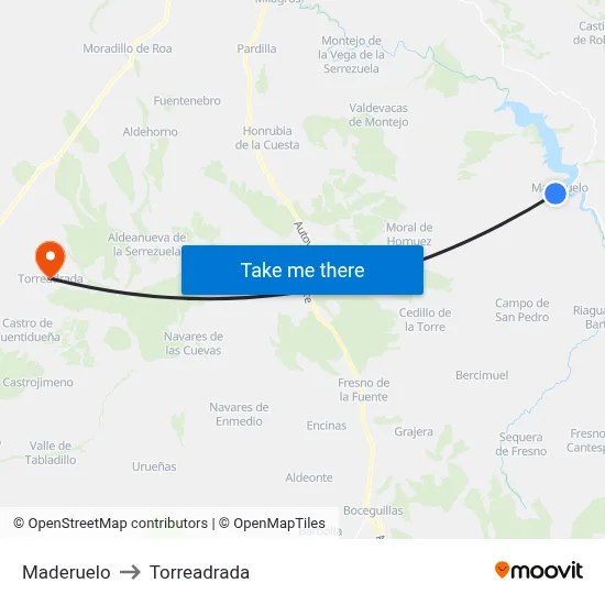 Maderuelo to Torreadrada map