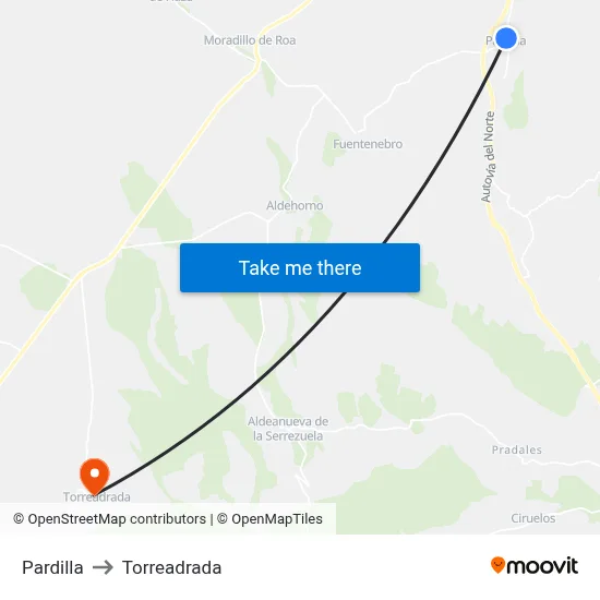 Pardilla to Torreadrada map