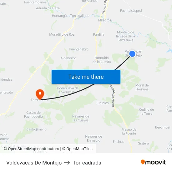 Valdevacas De Montejo to Torreadrada map