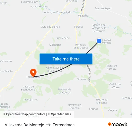 Villaverde De Montejo to Torreadrada map
