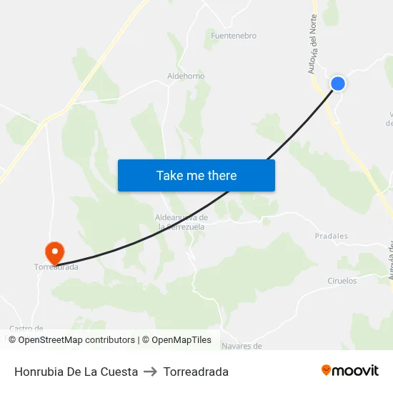 Honrubia De La Cuesta to Torreadrada map