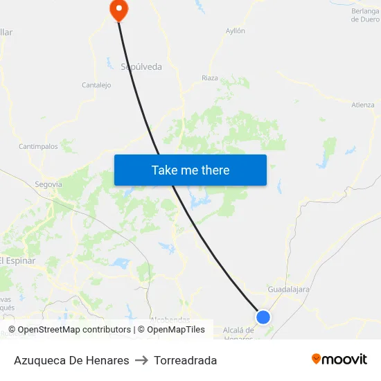 Azuqueca De Henares to Torreadrada map