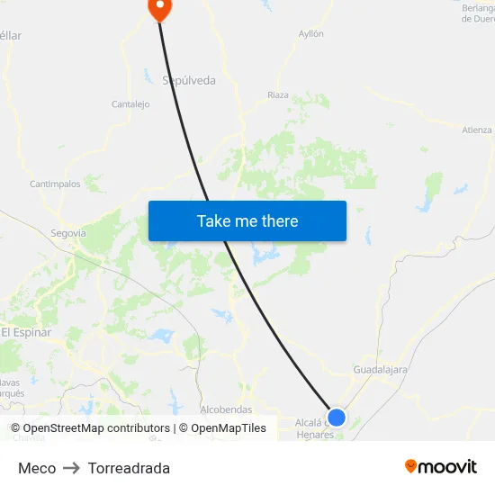 Meco to Torreadrada map