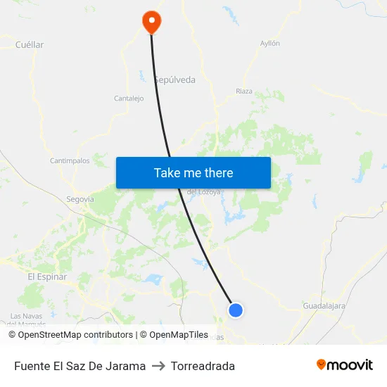 Fuente El Saz De Jarama to Torreadrada map