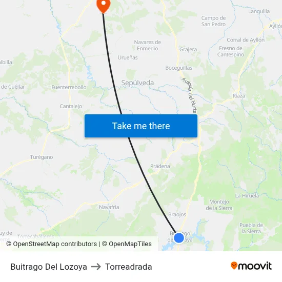 Buitrago Del Lozoya to Torreadrada map