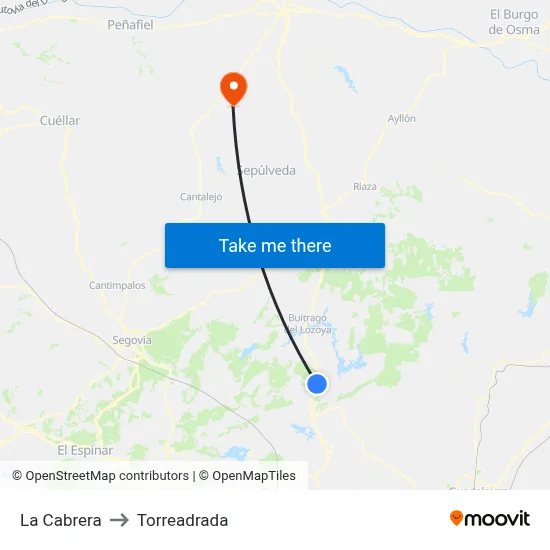 La Cabrera to Torreadrada map