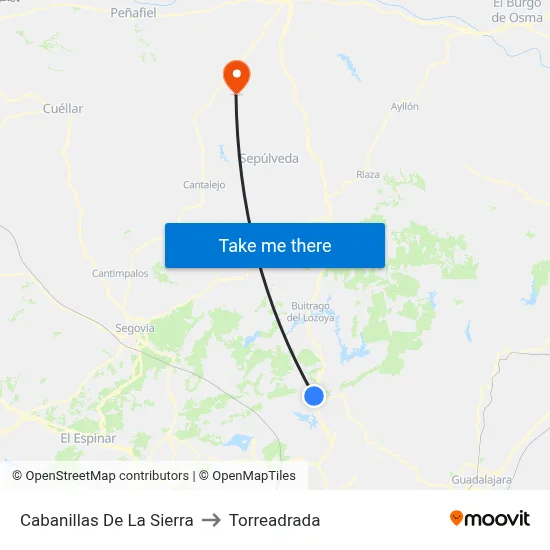 Cabanillas De La Sierra to Torreadrada map