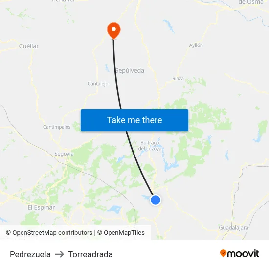 Pedrezuela to Torreadrada map
