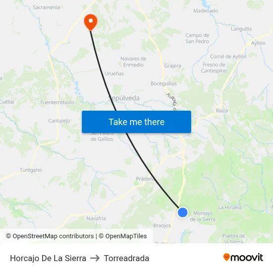 Horcajo De La Sierra to Torreadrada map