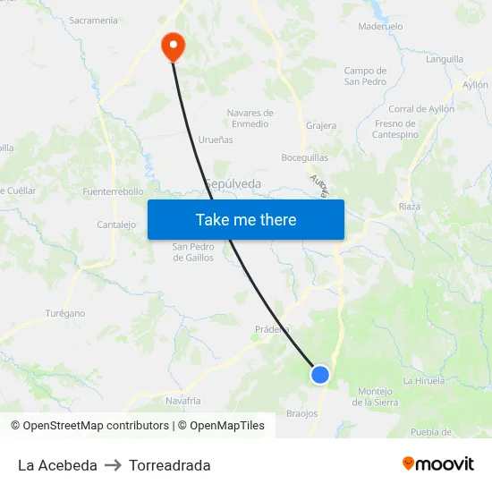 La Acebeda to Torreadrada map