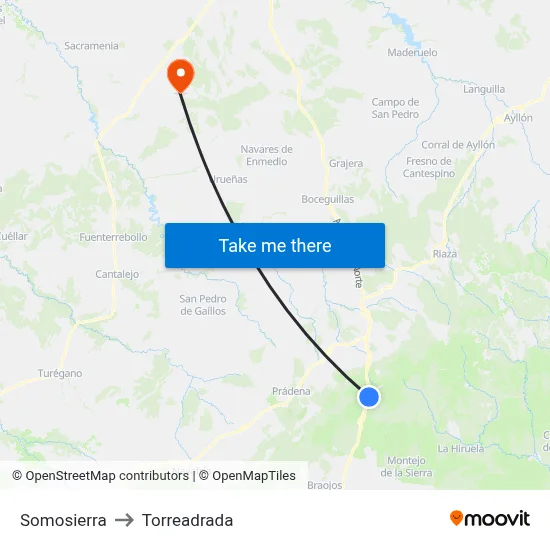 Somosierra to Torreadrada map