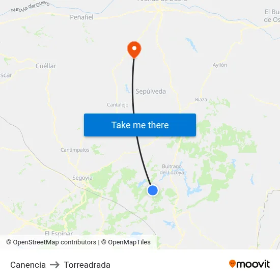 Canencia to Torreadrada map
