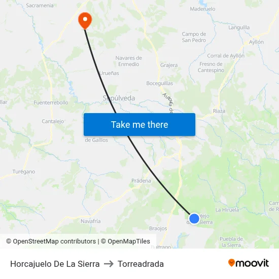 Horcajuelo De La Sierra to Torreadrada map