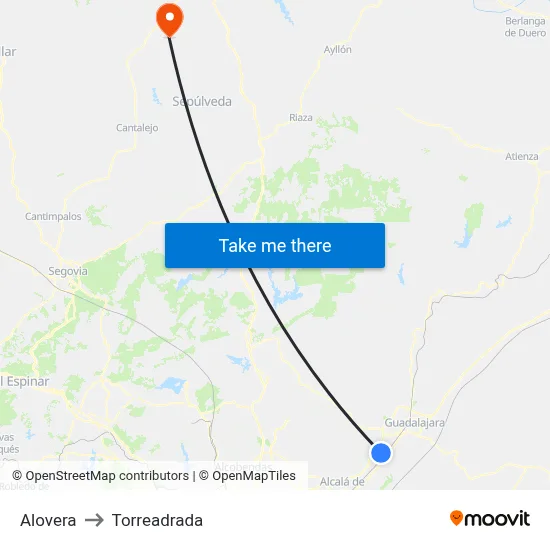 Alovera to Torreadrada map