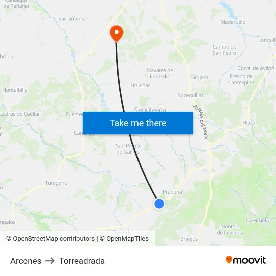 Arcones to Torreadrada map