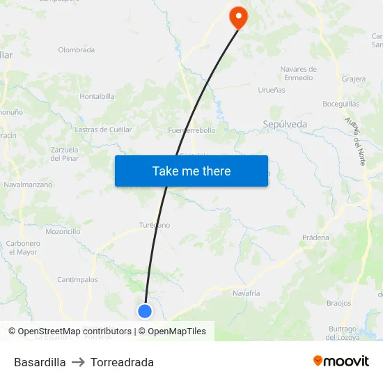 Basardilla to Torreadrada map