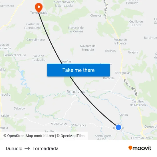 Duruelo to Torreadrada map