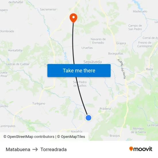 Matabuena to Torreadrada map