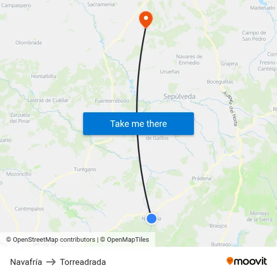 Navafría to Torreadrada map