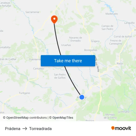 Prádena to Torreadrada map